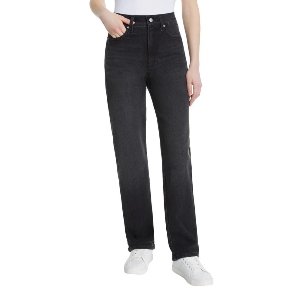 Gloria Vanderbilt Relaxed Straight Leg Jeans Black High Rise Size 8 Inseam 31